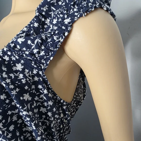 Old Navy Navy Floral Ruffled Strap Mini Dress Size US/XL - Picture 5 of 13